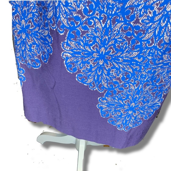Cotton Blue and Purple Dress Retro 70s 80’s 90s Cottagecore Fall Medium Farm - Picture 3 of 4